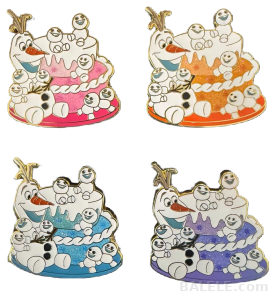 2026 Disney Frozen Olaf cake Reveal Pins Full Set 4 Colors-Hong Kong Disneyland - Hong Kong Disneyland, f, Frozen, 2026 Reveal Pin, Olaf, Mystery Pin - ...