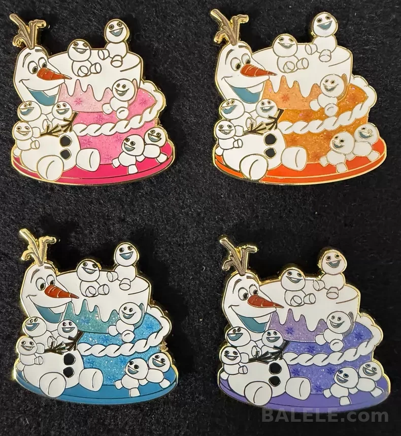 2026 Disney Frozen Olaf cake Reveal Pins Full Set 4 Colors-Hong Kong Disneyland - Hong Kong Disneyland, f, Frozen, 2026 Reveal Pin, Olaf, Mystery Pin - ...