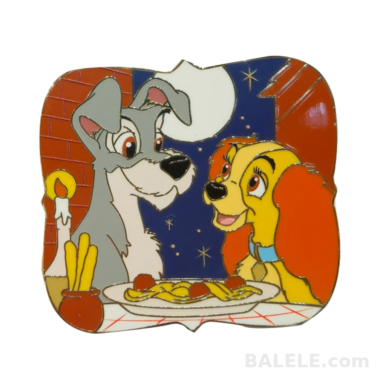 Disney Lady and the Tramp Spaghetti Kiss Pin – Classic Romantic Scene from 1955 Animated Film · Disney collectible pin on BALELE