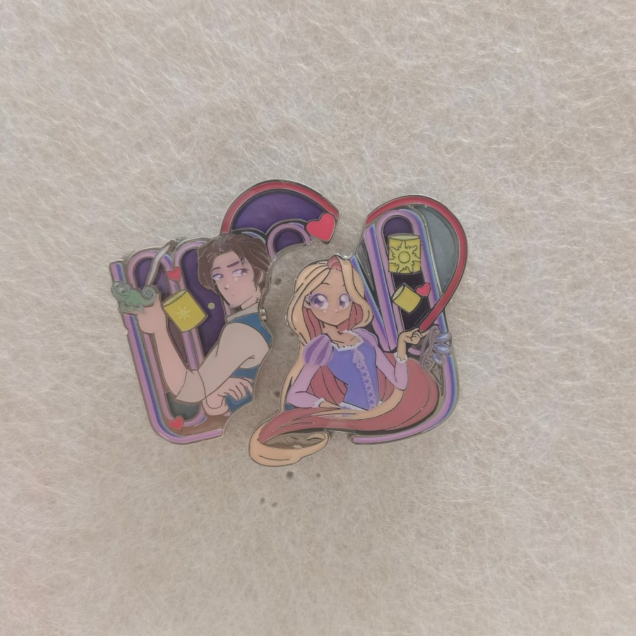 Disney Rapunzel and Flynn Rider Valentine Pin Set 2026 - Hong Kong Disneyland, Tangled, 2026 Valentine’s Day, Rapunzel, OE - Disney collectible pin on B...