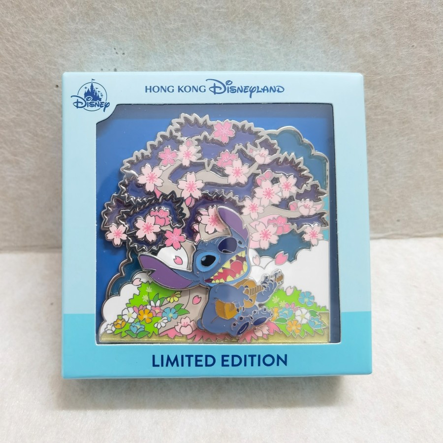 Disney Stitch Spring Sakura Jumbo Pin – Limited Edition of 250 - Hong Kong Disneyland, Lilo & Stitch, Seasons Series, Stitch, LE250 - Disney c...