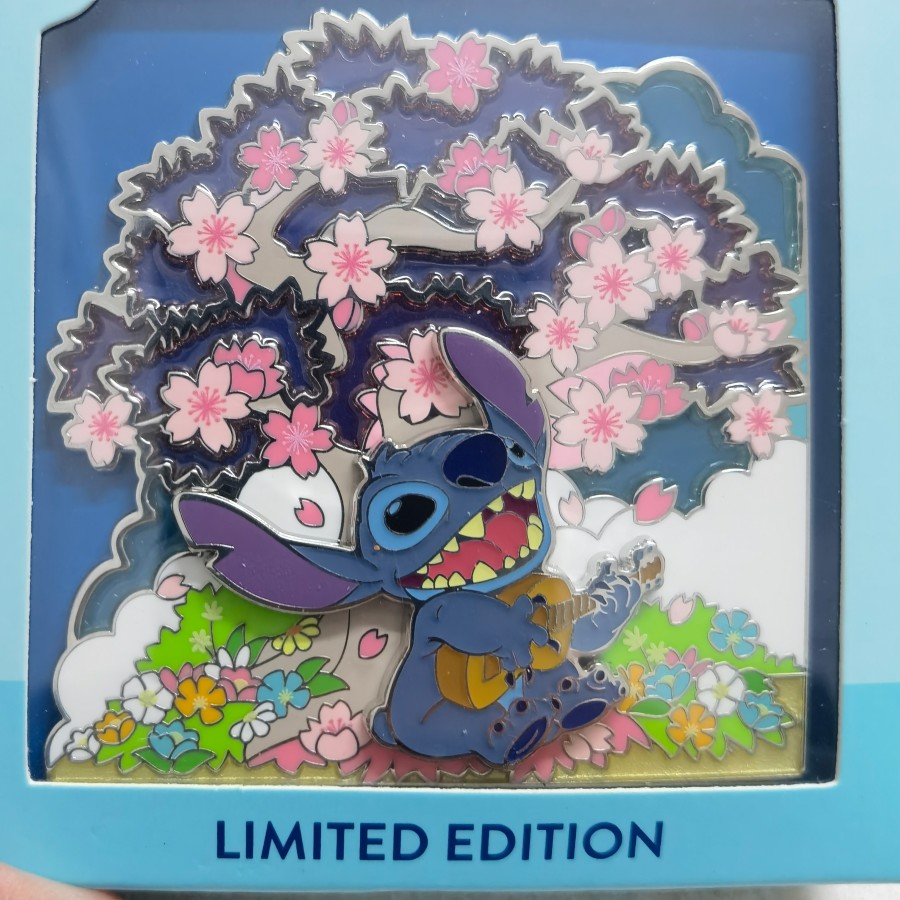 Disney Stitch Spring Sakura Jumbo Pin – Limited Edition of 250 - Hong Kong Disneyland, Lilo & Stitch, Seasons Series, Stitch, LE250 - Disney c...