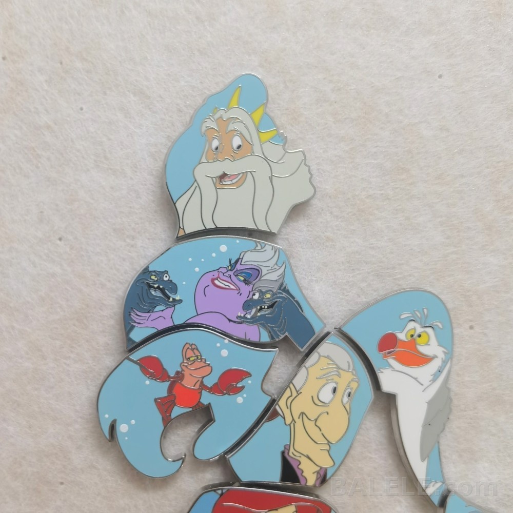 Disney The Little Mermaid 35th Anniversary Puzzle Mystery Pin Full Set 10 - Hong Kong Disneyland, The Little Mermaid, Ariel, Flounder, King Triton, Seba...