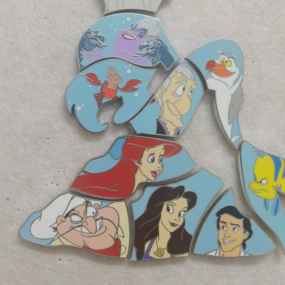 Disney The Little Mermaid 35th Anniversary Puzzle Mystery Pin Full Set 10 - Hong Kong Disneyland, The Little Mermaid, Ariel, Flounder, King Triton, Seba...