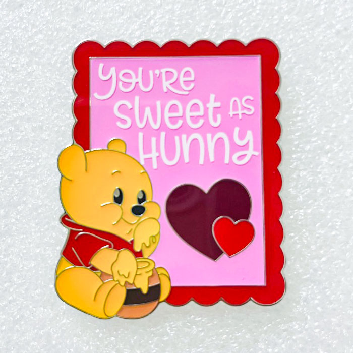 Disney Winnie the Pooh 2026 Valentine’s Day Heart Stamp Pin - Hong Kong Disneyland, Winine the Pooh, 2026 Valentine’s Day, Mystery Pins - Disney collect...