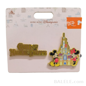 HKDL Hong Kong Disneyland Park Landmark Series Castle of Magical Dreams Mickey & Minnie 2-Pin Set Exclusive - Hong Kong Disneyland, Mickey and frie...