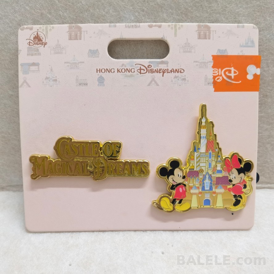 HKDL Hong Kong Disneyland Park Landmark Series Castle of Magical Dreams Mickey & Minnie 2-Pin Set Exclusive - Hong Kong Disneyland, Mickey and frie...