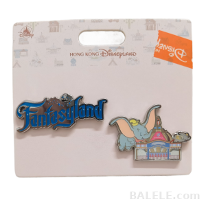HKDL Hong Kong Disneyland Park Landmark Series Fantasyland Dumbo 2-Pin Set Exclusive - Hong Kong Disneyland, Dumbo, HK Disneyland Park Landmark, OE - Di...
