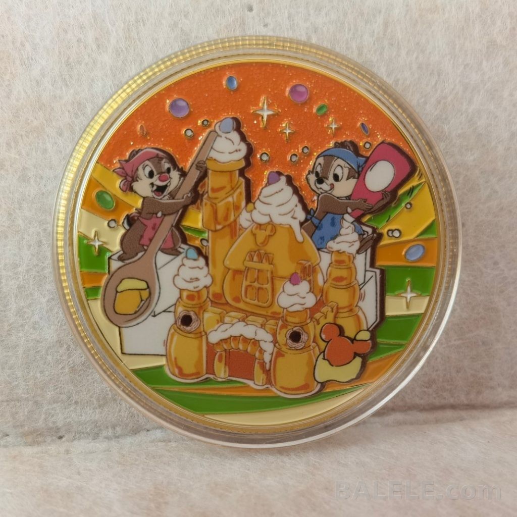 HKDL Chip n Dale Dessert Castle Sundae Dual-Sided Glitter Enamel Collectible Coin - Hong Kong Disneyland, Chip and Dale, Disney Collectible Coin, c - Di...