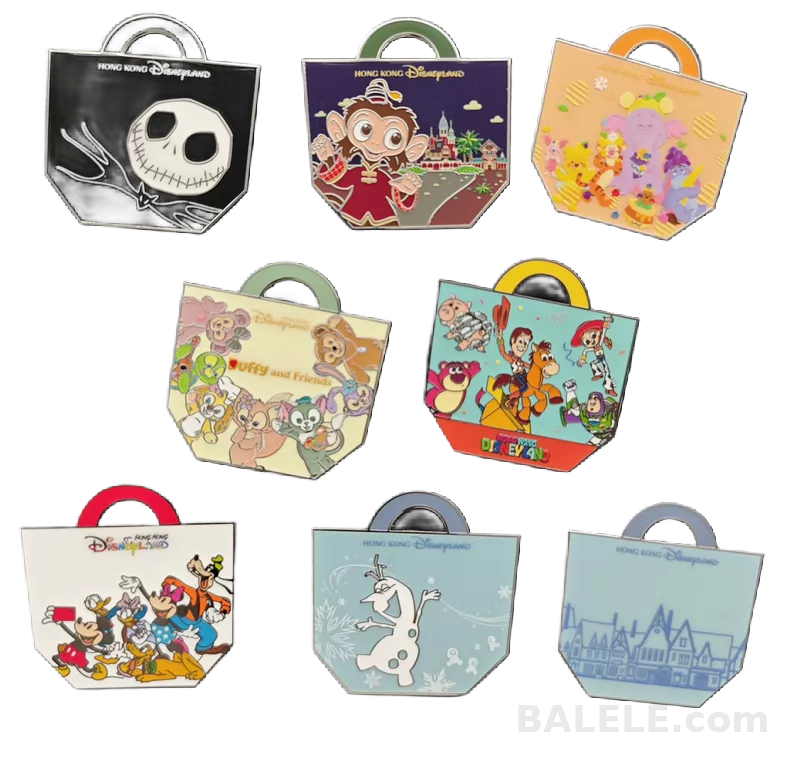 HKDL Disney Mickey Toy Story Shopping Bag Mystery Pin Full Set of 8 - Hong Kong Disneyland, Shopping Bag, Mystery Pin - Disney collectible pin on BALELE