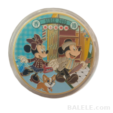 Hong Kong Disneyland 2005 Travel Style Mickey Minnie Two-Sided Plaid Ear Enamel Collectible Coin - Hong Kong Disneyland, Mickey and friends, Disney Coll...