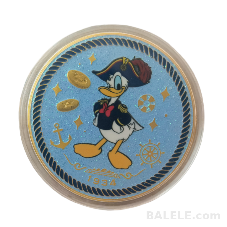 Hong Kong Disneyland Donald Duck Pirate 1934 Double Sided Glitter Medallion Disney Collectible Coin · Disney collectible pin on BALELE