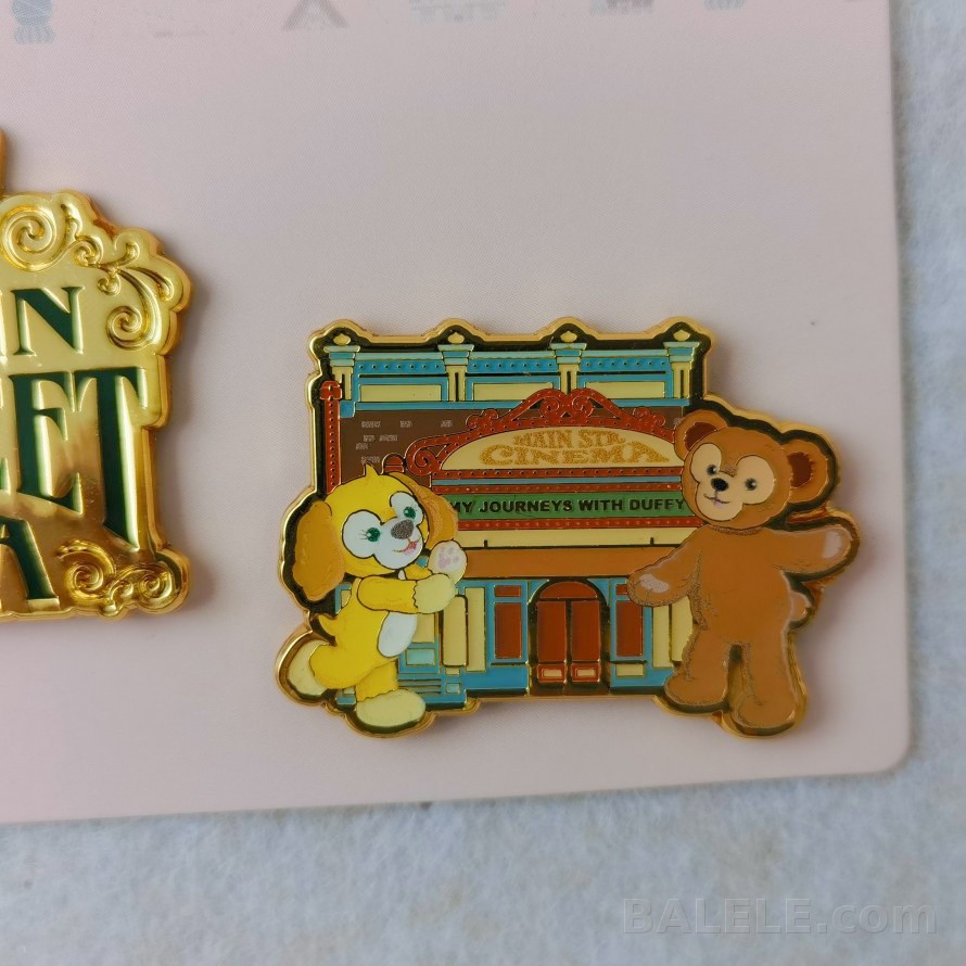Hong Kong Disneyland Park Landmark Series Main Street USA Gold Letter & Duffy CookieAnn Building 2pc Enamel Pin - Hong Kong Disneyland, HK Disneyla...
